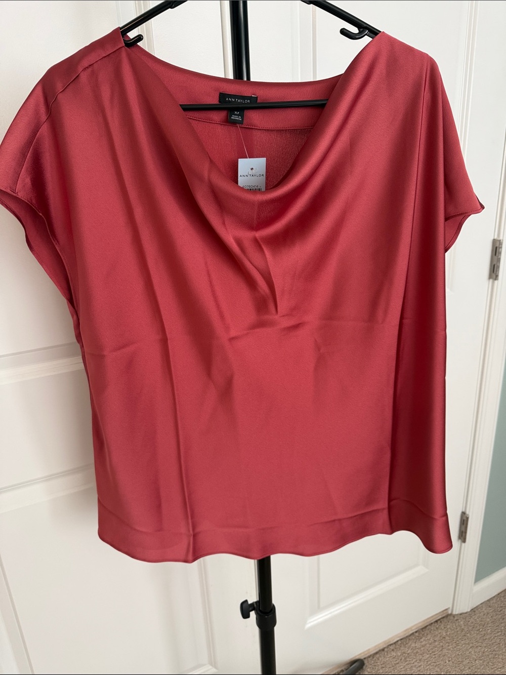 Ann Taylor Dusty Rose Cowl Neck Cap Sleeve Blouse